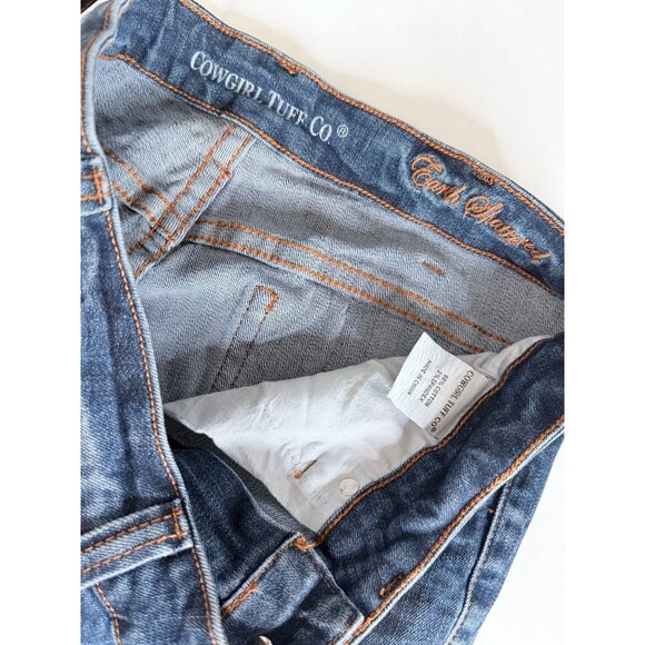 Cowgirl Tuff Bootcut Jeans Womens Size 29 Dark Wash Earth Shutters Denim Cowgirl - Picture 3 of 15